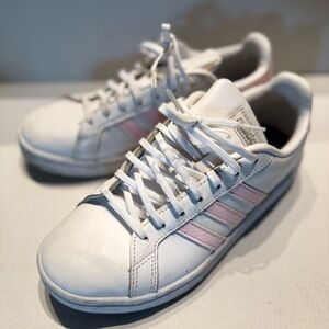 Adidas Grand Court Women's White Sneakers with Pink Stripes